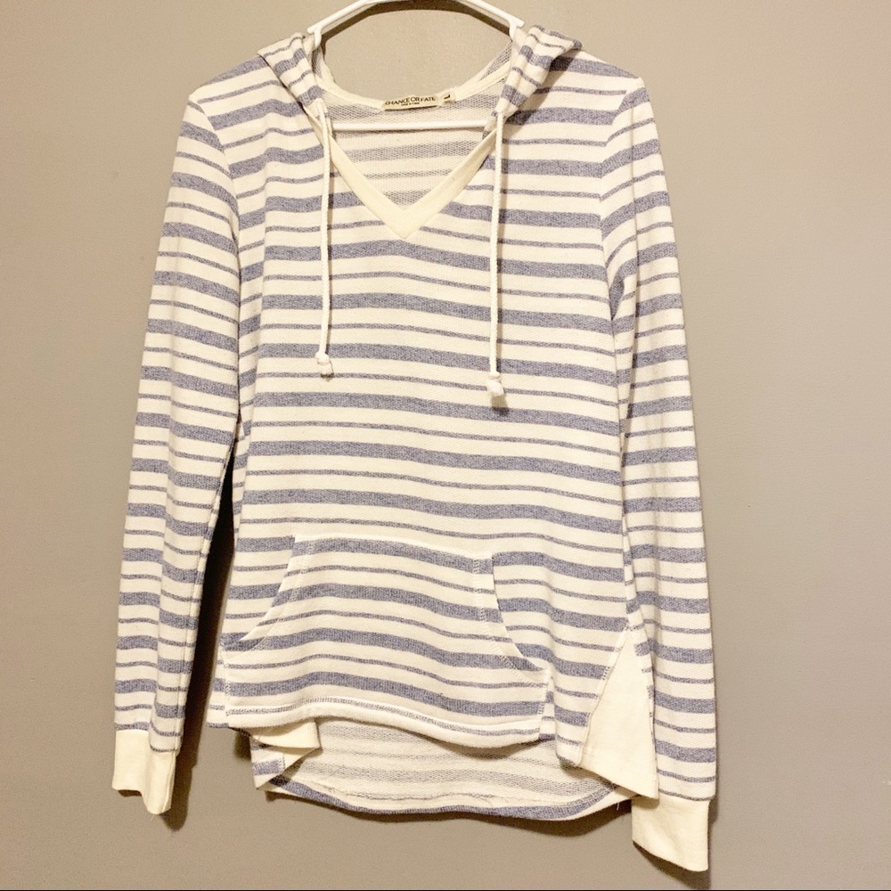 Chance or fate size large striped hoodie sweater